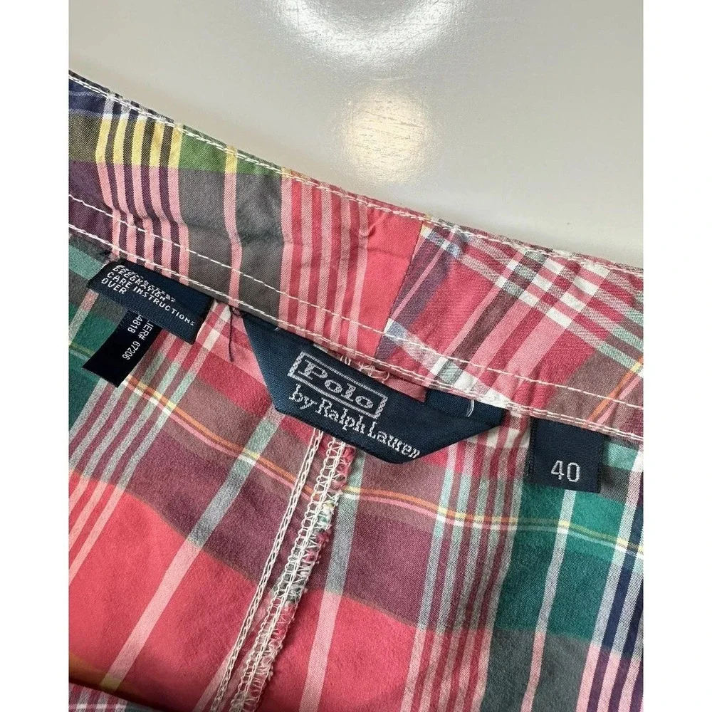 Polo Ralph Lauren Men's Swim Board‎ Shorts Swimwear Size 40 Plaid Hook & Fly